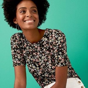 LOFT Short Puff Sleeve Blouse, Small